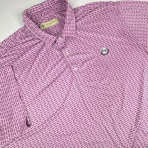 Donald Ross Sportswear Golf Polo Shirt XXXL Pink Fish Skeleton Print GUC - Picture 1 of 6