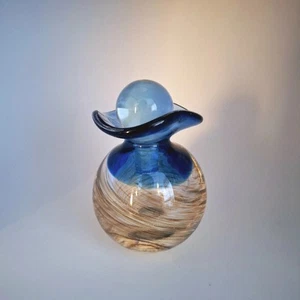 Art Glass Perfume Vanity Bottle With Stopper Aventurine Swirl Hand Blown Vintage - Picture 1 of 15