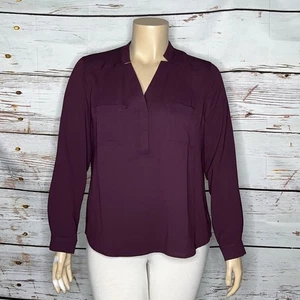 Nine West NWT Size XL Purple Long Sleeve Henley Blouse Top - Picture 1 of 4