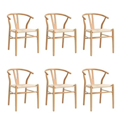 Set of 6 Wooden Dining Chair Wishbone Shaped Chair - image 1 of 4