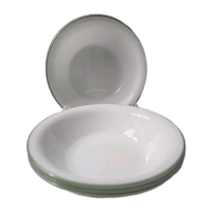4er Set Corelle weiß mit grünem Rand Müsli Suppenschalen 7,25" hell limettengrün - Bild 1 von 2