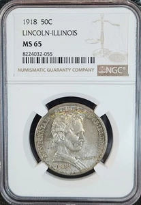 COLORFUL 1918 Lincoln Commem NGC GEM MS65 SUPERB! - Picture 1 of 2
