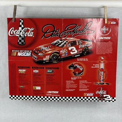 Dale Earnhardt Sr. (#3) & Jr. (#1)  1998 Coca Cola Nascar Racing Poster ￼ 16x22 - Image 1 of 4