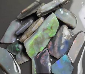 Mintabie Opal Rough & Rub Parcel Green Pink Blue Seam Lapidary 118 Ct Australian - Picture 1 of 24