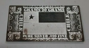 1973 The Silver Mint 20 Grams .999 Fine Silver Bar - World Flags - Chile - Picture 1 of 2