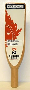 S - SECOND SELF BEER COMPANY - WHITE AND GOLD - 12" PADDLE DRAFT BEER TAP HANDLE - Imagen 1 de 8
