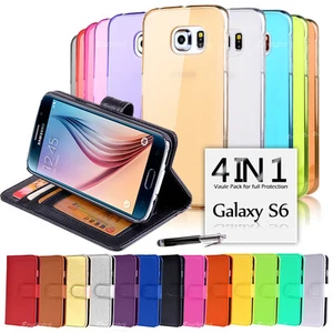 Wallet & Gel 4in1 Accessory Bundle Kit Case Cover For Samsung Galaxy S6 - Picture 1 of 1