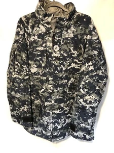 S-LONG US NAVY WORK NWU TYPE I GORE-TEX PARKA DIGITAL BLUE CAMO USN NO LINER NOS - Picture 1 of 12