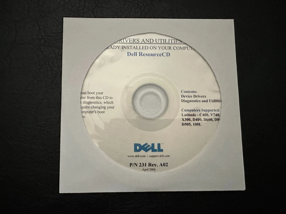 Dell Latitude C400 V740 X300 D400 D600 D800 D505 100L XP Drivers CD DVD Disc - Image 1 of 1