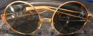 Vintage Polaroid Cool Ray Sonnenbrille 340 rund Hippie goldfarbenes Gestell Oversized Damen - Bild 1 von 9