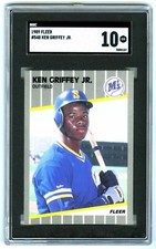KEN GRIFFEY JR.~1989 FLEER SGC-10 GEM-MT GRADED MLB ROOKIE RC CARD #548~NEW CASE