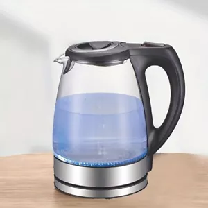 Stainless Steel Filter Electric Kettle 1200W 1.7L Glass Hot Water Boiler Black - Picture 1 of 5