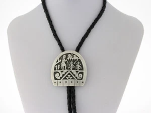 Sterling Silber Overlay Bolokrawatte von Navajo Künstler ERNEST WOOD - Bild 1 von 4
