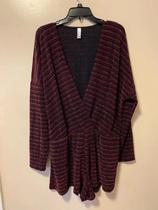 American Apparel Metallic Knit Long Sleeve Cross Front Romper 2XL NWT - Picture 1 of 7