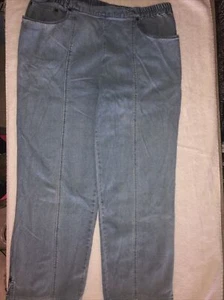 C.D. PETITES Women's Denim Cropped Pull On Pants Elastic Waist Cotton Size L - Picture 1 of 8