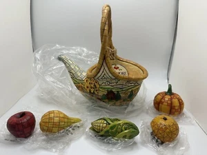 JIM SHORE HEARTWOOD CREEK " BASKET OF PLENTY " CORNUCOPIA HARVEST BASKET - Picture 1 of 18