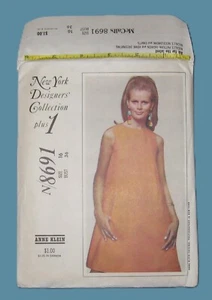 McCall's Vintage ungeschnitten 1967 Mod Kleid Schnittmuster Anne Klein N/8691 Größe 16 - Bild 1 von 5