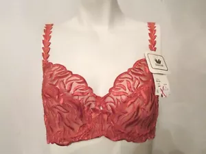 NWT $70 Wacoal 85718 Flame Embroidered Soft Cup Underwire Demi Bra 34C Orange - Picture 1 of 9