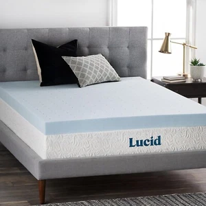 4" Memory Foam Mattress Topper Gel Infused Ventilated Contouring Comfort Cooling - Picture 1 of 10