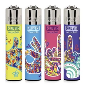 Clipper Feuerzeuge 4 Stück - Hippie Hands - Bild 1 von 1