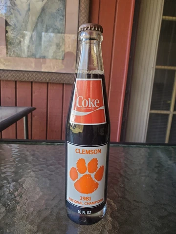 VINTAGE NATIONAL CHAMPIONS CLEMSON TIGERS FULL 10OZ COCA COLA BOTTLE Cover