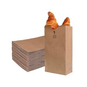 100 Pack - Mini Brown Kraft Paper Bag - Multipurpose Paper Bags ( 1LB ) Small