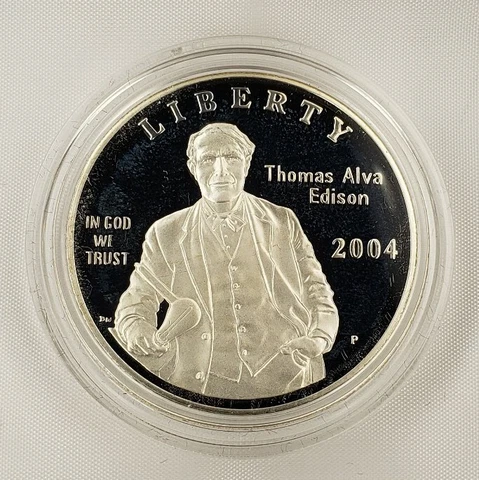 2004 P $1 Thomas Alva Edison Commemorative Silver Dollar - PF - C0133 - STOCK Cover