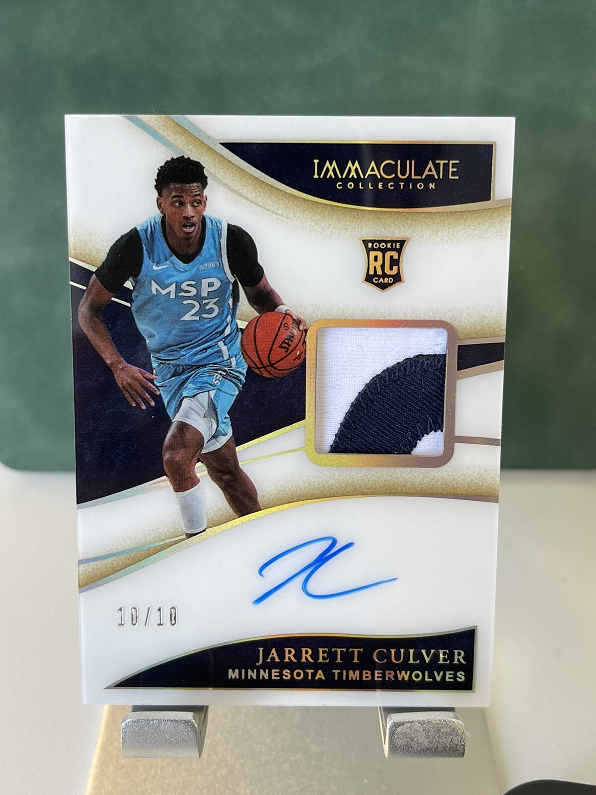 2019-20 Immaculate JARRETT CULVER Gold Prizm /10 Rookie Patch Auto 127 RC RPA