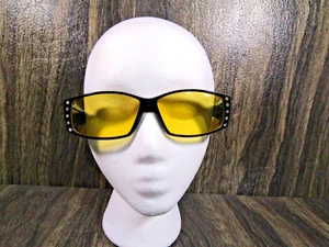 Women Fashion Sunglasses Black Frame Amber Lens Square Round Eye Style Retro - Picture 1 of 11
