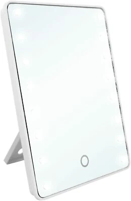 16 LED MAKE-UP VANITY MIRROR Tabletop Light Up Touch Screen Cosmetic Bathroom UK