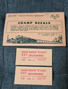 Champ Decals HO Scale HC-195 Union Pacific (red Lettering) Caboose - Picture 1 of 3