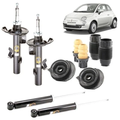 KIT 4 AMMORTIZZATORI + SUPPORTI E TAMPONI PER FIAT 500 DAL 2007 TUTTI I MODELLI - Immagine 1 di 2