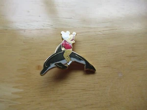 Rupert Bear Sitting On Blue Dolphin Enameled Brooch - Picture 1 of 2