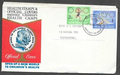 NEW ZEALAND F.D.C. 7/8/1968 HEALTH STAMPS OLYMPIC GAMES. - Image 1 of 2