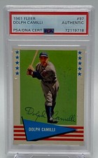 1961 Fleer #97 Dolph Camilli Autographed Card PSA. 1941 NL MVP. Brooklyn Dodgers