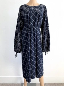 NWT! NEW! PERSONA by MARINA RINALDI Size US 22 DOGE White Blue Kaftan Midi Dress - Picture 1 of 13