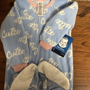 GERBER One Piece Long Sleeved Footed Pajamas "Cutie" 24 Months NWT - Picture 1 of 3