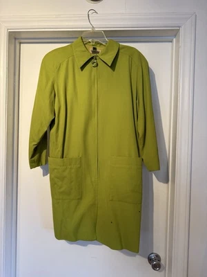 Vestido Abrigo Gucci Verde Lima Talla 46 Cremalleras Almohadillas para los Hombros Tiene Problemas Foto 1 de 4