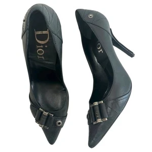 Dior Flight Black Leather Pointed Toe Heels - Picture 1 of 5
