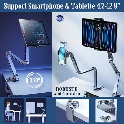 Support Rotatif 360° à Bras Articulé Pour Smartphone Téléphone Portable Tablette - Bild 1 von 4