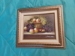 C.FREEMAN Original Still Life Fruits On A Table Oil Painting-Framed 15" X 12" GC - Picture 1 of 6