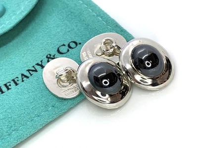 TIFFANY & Co. Auténticos Gemelos Hematita Negro Plata925 Para Hombre Talla 1.9 x 1.6cm Foto 1 de 4