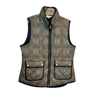 Kenar Vest Quilted Puffer Multicolor Square Size L Full Zip Contrast Trim Cabin - Image 1 of 4
