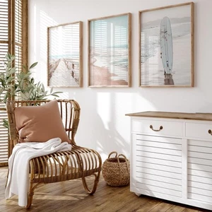 Beach Coastal Wall Art Pictures Beachy Ocean Canvas Wall Decor Surf Aesthetic... - Picture 1 of 7