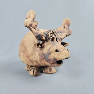 Ceramic Moose Figure Handmade Clay Sculpture - Picture 1 of 10