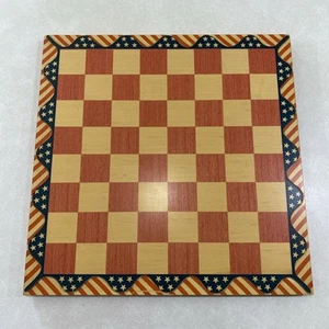 USA Patriotic Wooden Chess Checker Board Only Metal Etching 16 x 16 - Picture 1 of 3
