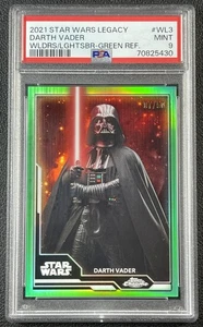 DARTH VADER PSA 9 2021 TOPPS CHROME STAR WARS LEGACY LIGHTSABER GREEN REF 07/50 - Picture 1 of 2