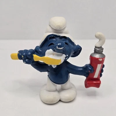 Los Pitufos 20064 pasta de dientes pitufo cepillo de dientes dentista de colección estatuilla Schleich 1980 Foto 1 de 4