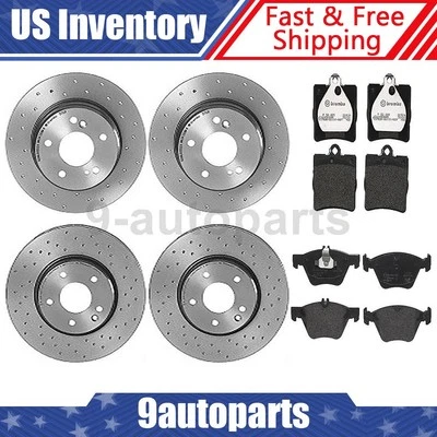 Kit de frenos delanteros traseros Brembo pastillas de rotores perforados para Chrysler Crossfire 2004-08 Foto 1 de 4