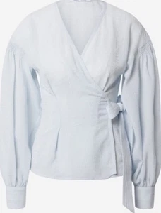 Samsoe Samsoe Bluse Oberteil Damen kleine Ballonärmel Fliege hellblau Designer - Bild 1 von 9